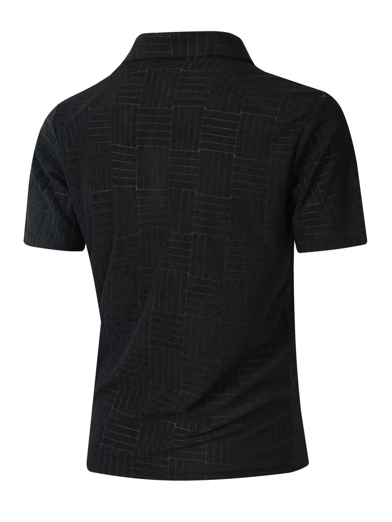 Summer New European And American Men's Polo Shirt Short Sleeve Button T-shirt Loose Jacquard Top Tees Shirt Men's Fashion_voghion.com