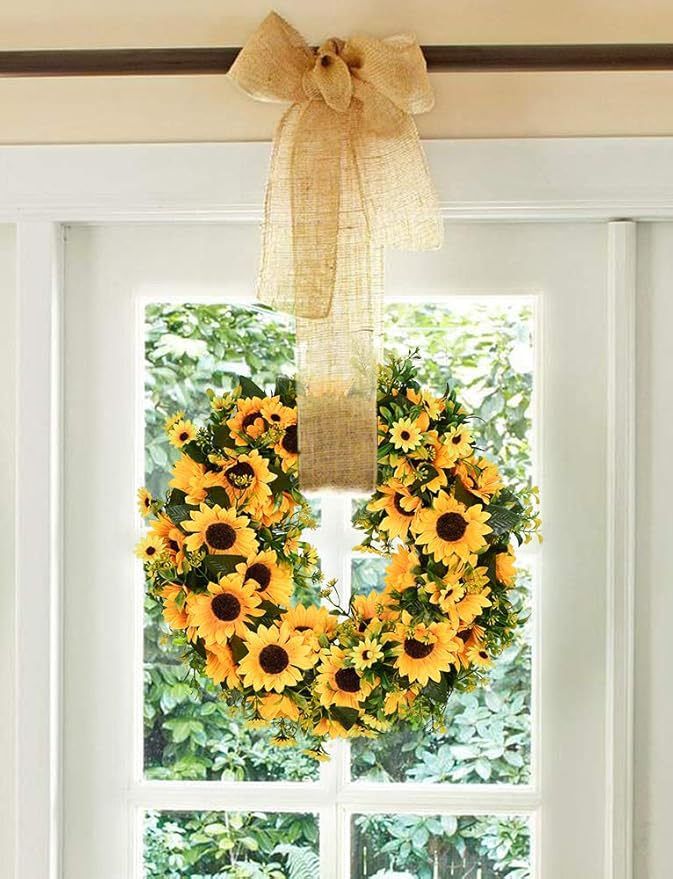 Home Textile Summer Wreath Artificial Sunflower Wreath Door Hanging Wreath_voghion.com