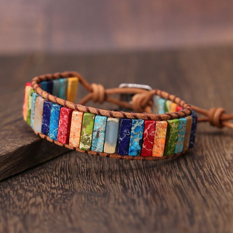Handgefertigtes, böhmisches, kreatives Lederarmband aus Kaiserstein_voghion.com