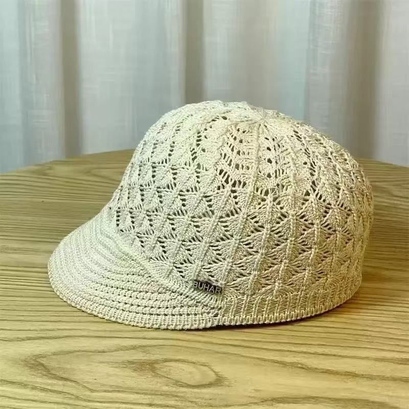 New Women's Spring Summer Duckbill Cap Design Sense Niche Hollow Small Head Circumference Ladies Ice Silk Hat Beret_voghion.com