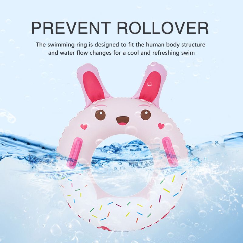 Cartoon Inflatable Small Pink Rabbit Children's Swimming Ring With Handle Thickened Anti-rollover Floating Ring_voghion.com