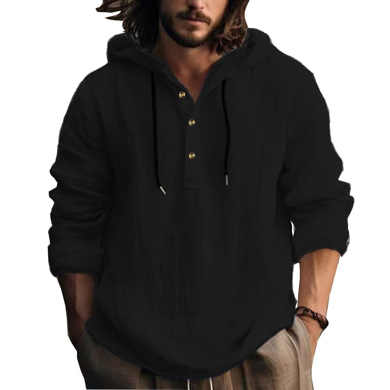 Nuova camicia americana in cotone e lino, ampia e casual, da uomo, primavera e autunno, a maniche lunghe, con cappuccio_voghion.com