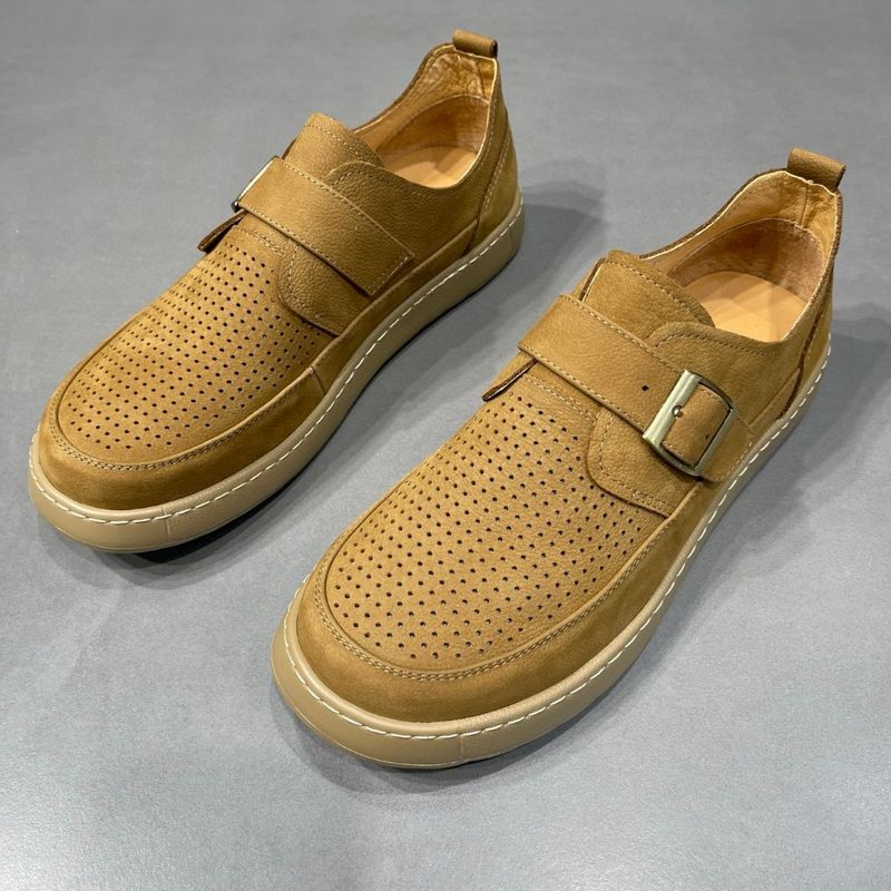 Casual Genuine Leather Loafers For 2025 Summer Edition, Boken British Soft Soled Men's Shoes, Hollowed Out Breathable_voghion.com