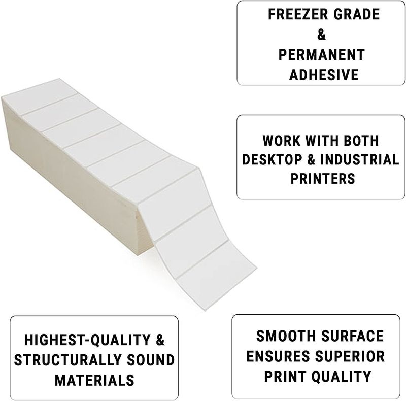 12000 Pack Thermal Transfer Fanfold Labels 4" x 2" Freezer Grade. Perforated Self-Adhesive Rolls. Mailing Postage. Printing Paper. Blank for Shipping;_voghion.com
