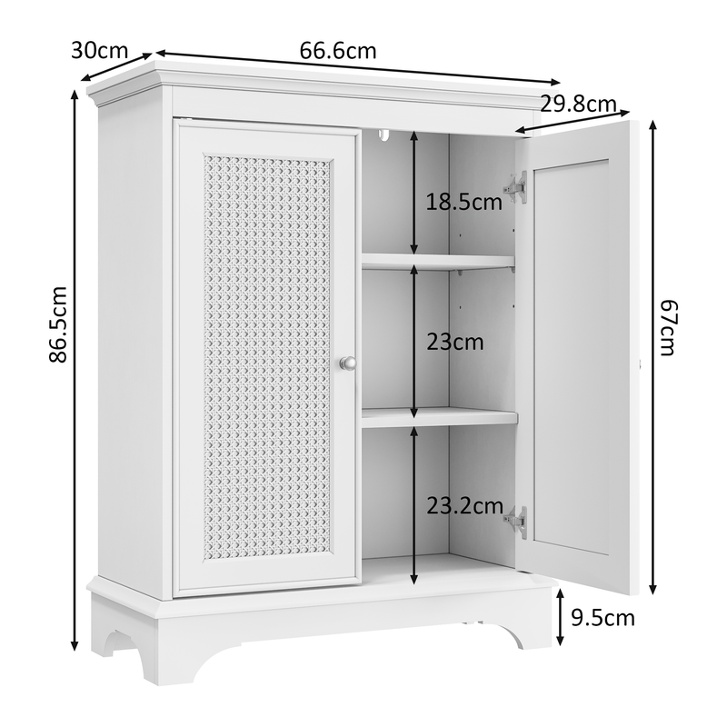 Freistehender Badschrank Mit Stauraum, Bianco Mit Korbtüren Und Verstellbarem Regal, Für Wohnung_voghion.com