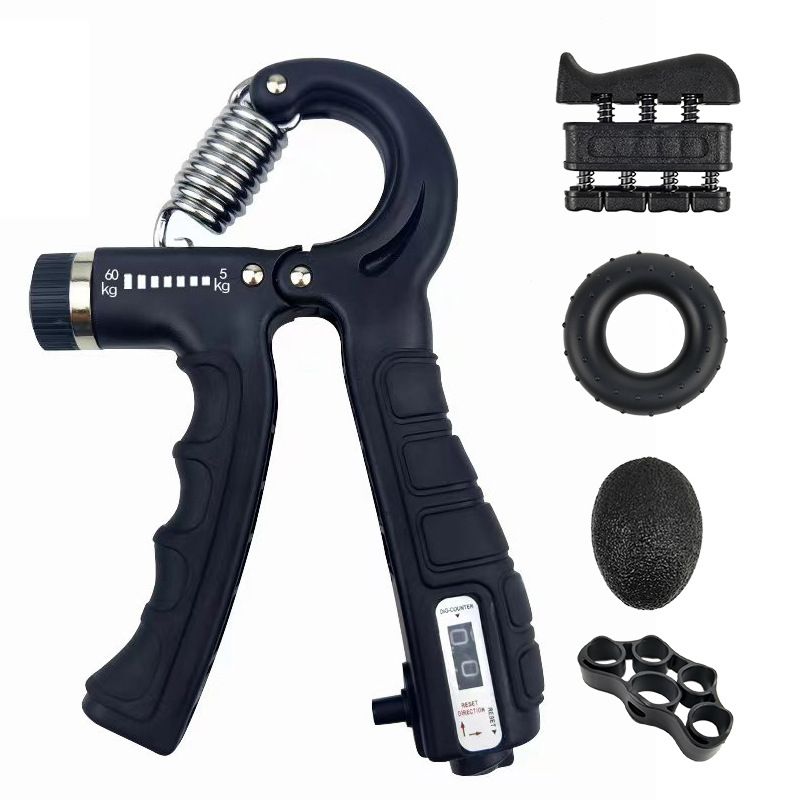Gripper per conteggio regolabile, set da cinque pezzi, allenatore per le dita, anello di presa in silicone, palla di presa, set da cinque dita_voghion.com