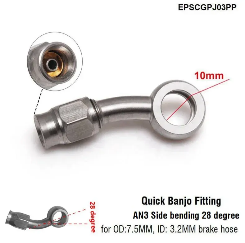 1PC Aço Inoxidável AN3 para AN -3 Extremidades de Mangueira Giratória de Freio Reto Encaixe de Carro EPSCGPJ_voghion.com