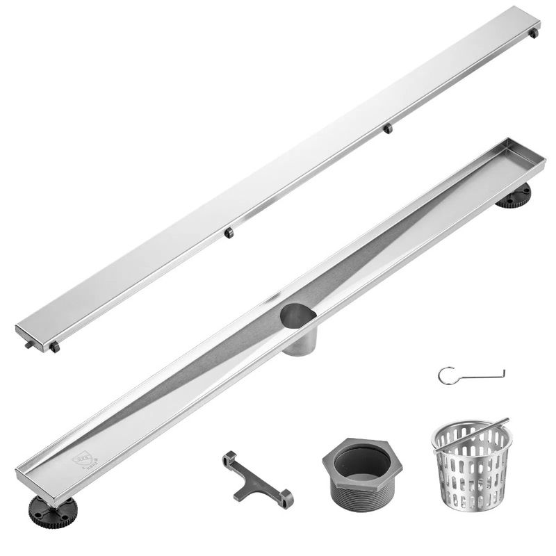 With Rectangle Drain Linear 36Inch Brushed 304 Shower Offset Drain Tile Insert Cover Stainless Drain Linear Floor Steel Shower_voghion.com