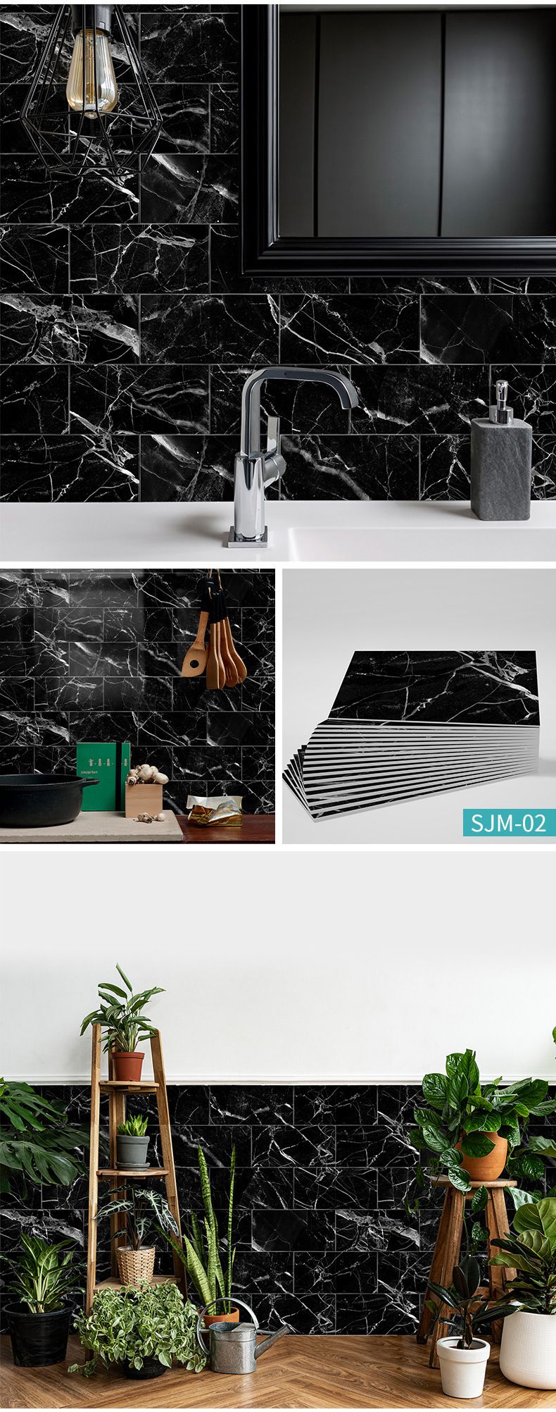 Azulejo de mármol de espuma 3D para cocina y baño, autoadhesivo, impermeable, de polietileno engrosado._voghion.com