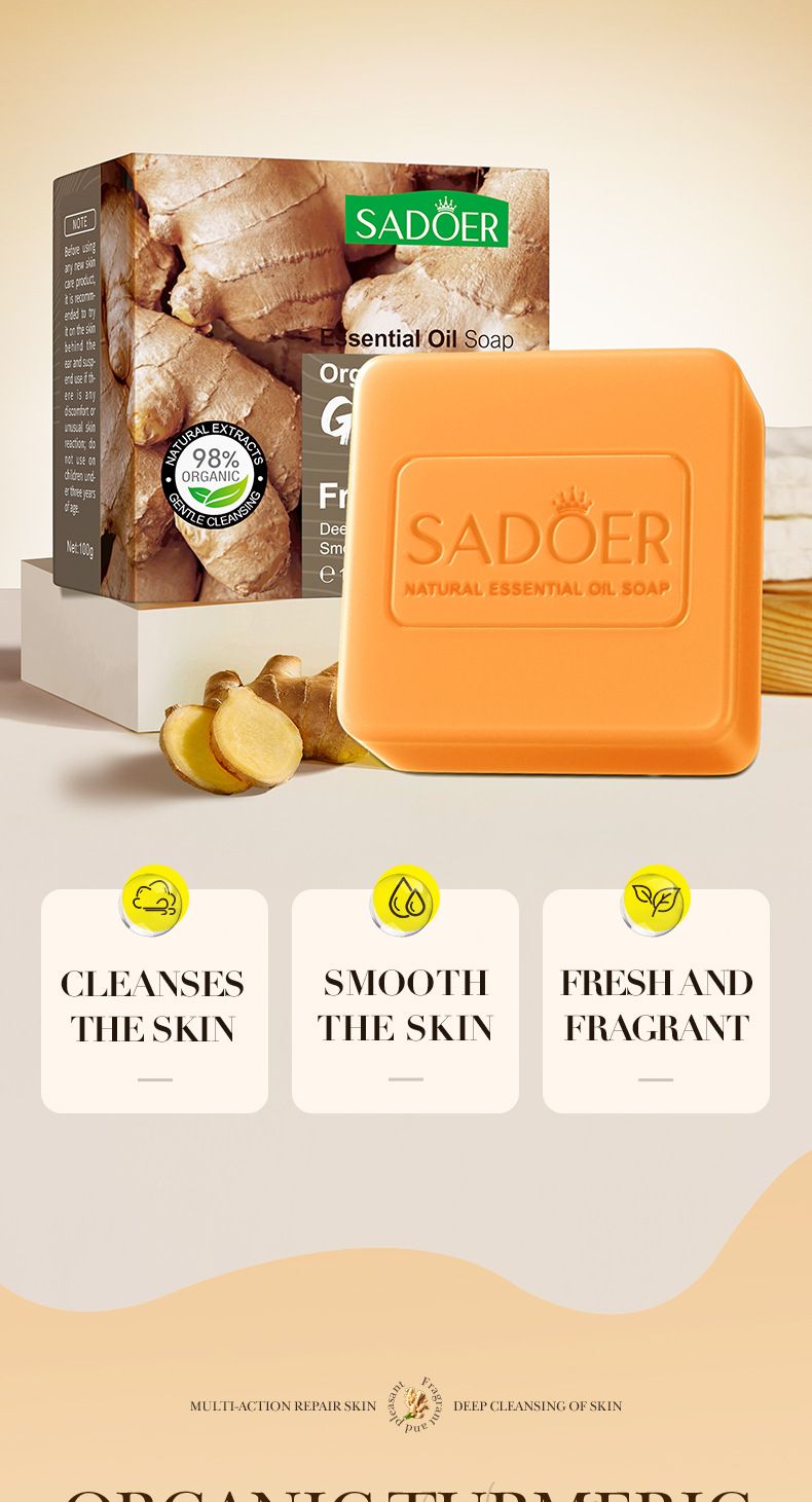 Handmade Soap SADOER Rose Ginger Vegetable Essential Oil Soap 100g Bath Soap Cleansing Body Natural Moisturizing Hand & Body Soap For Dry Skin,_voghion.com
