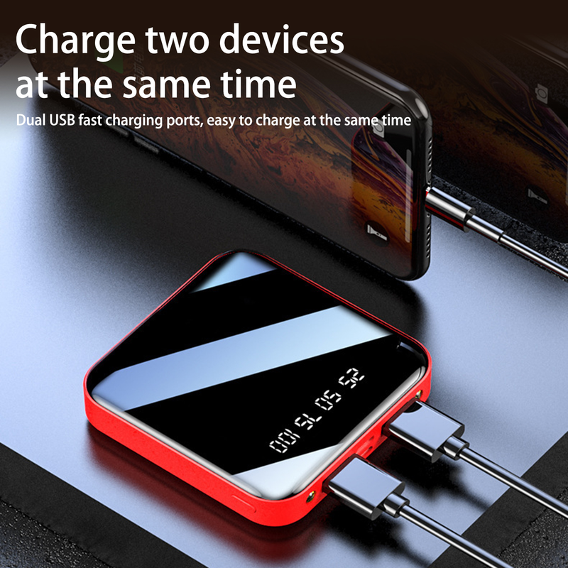 RXshengtai 20000mAh Power Bank Dual USB Output Mirror Surface Fast Charging With LED Flashlight Mini Power Bank External Battery Charger For Car_voghion.com