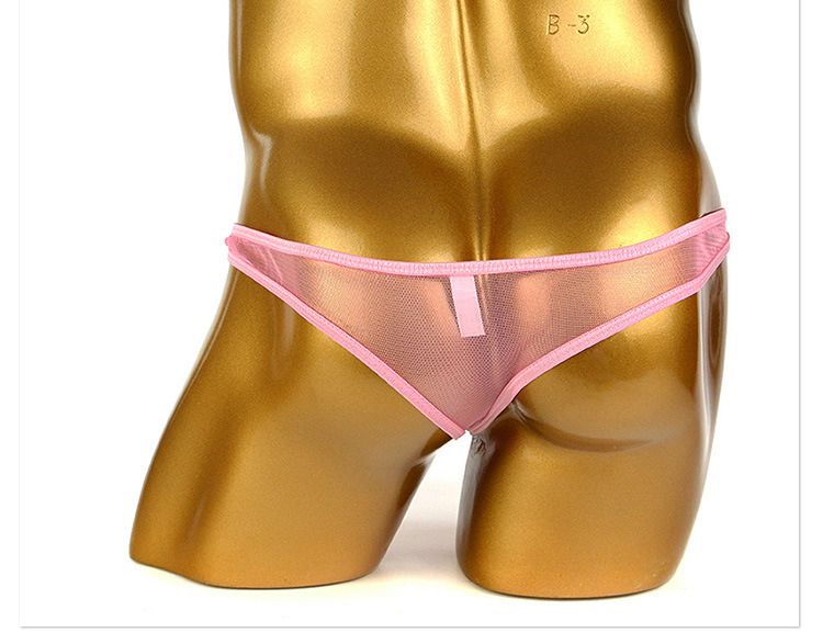 Szexi férfi alsónemű csipke alacsony derekú vékony üreges átlátszó hálós ultravékony divatos férfi T-gyűrűk_voghion.com