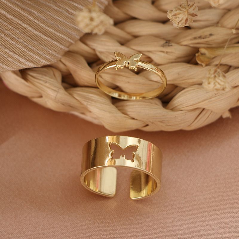 Creative Personality Butterfly 2-Piece Set Ins Same Punk Style Couple Ring_voghion.com