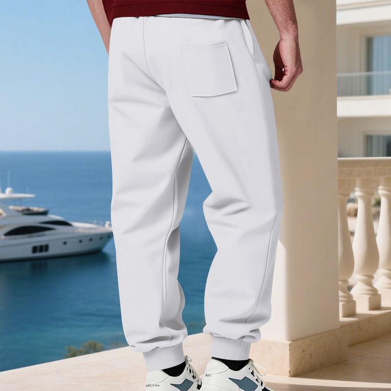 Herren-Cargo-Jogginghose mit schwerem Fleecefutter – Winter-Arbeitshose mit mehreren Taschen und Kordelzug in der Taille (knitterfrei, Schwarz/Marineblau/Grau)_voghion.com