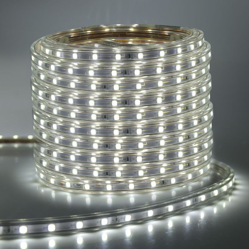 Bande lumineuse LED 220 V RGB 5050 SMD, étanche, pour intérieur et extérieur, prise britannique_voghion.com