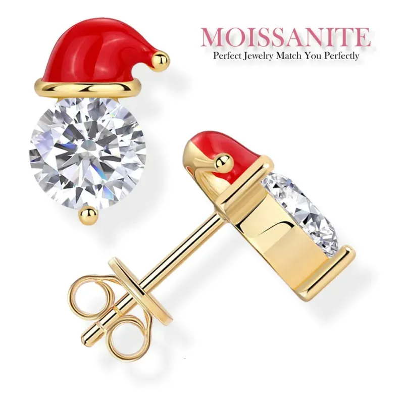 2 CTW Hat Mo Silica Stud Earrings -18K Gold-plated S925 Silver Used For Festive Christmas Flashes And Cheers 241113_voghion.com