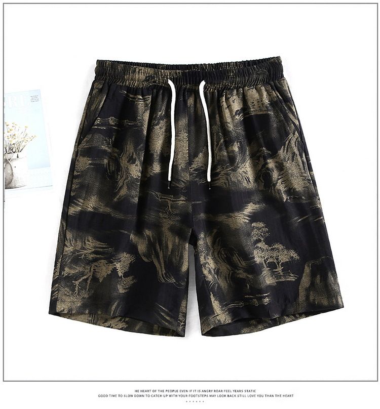 Pantaloncini sportivi da corsa casual da spiaggia estivi in lino di qualità, pantaloni a gamba dritta a 5 punti da uomo_voghion.com