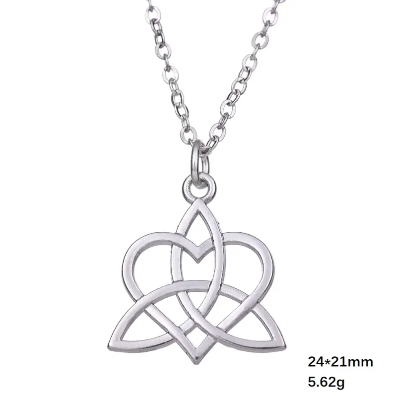Moda Skyrim Vichingo Celtico Nodo d'Amore Ciondolo Geometrico Argento Antico Triquetra Catena Collana Amuleto Gioiello Regalo per Donne_voghion.com