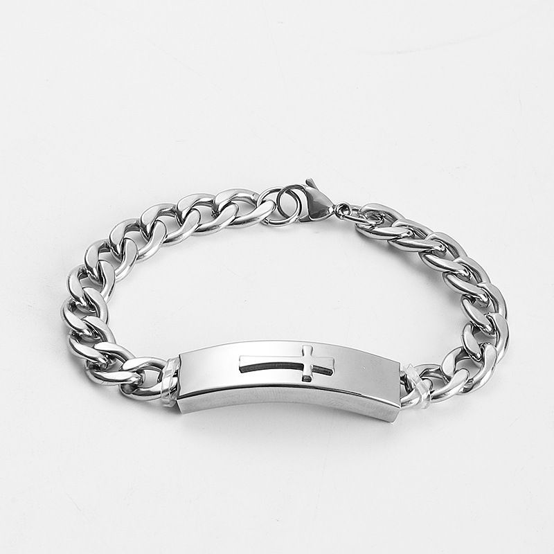Kubanischer Titanstahl für Frauen, INS koreanischer Stil, gebogene Platte, glatte Oberfläche, DIY-Gravur, Hip-Hop-Paararmband_voghion.com