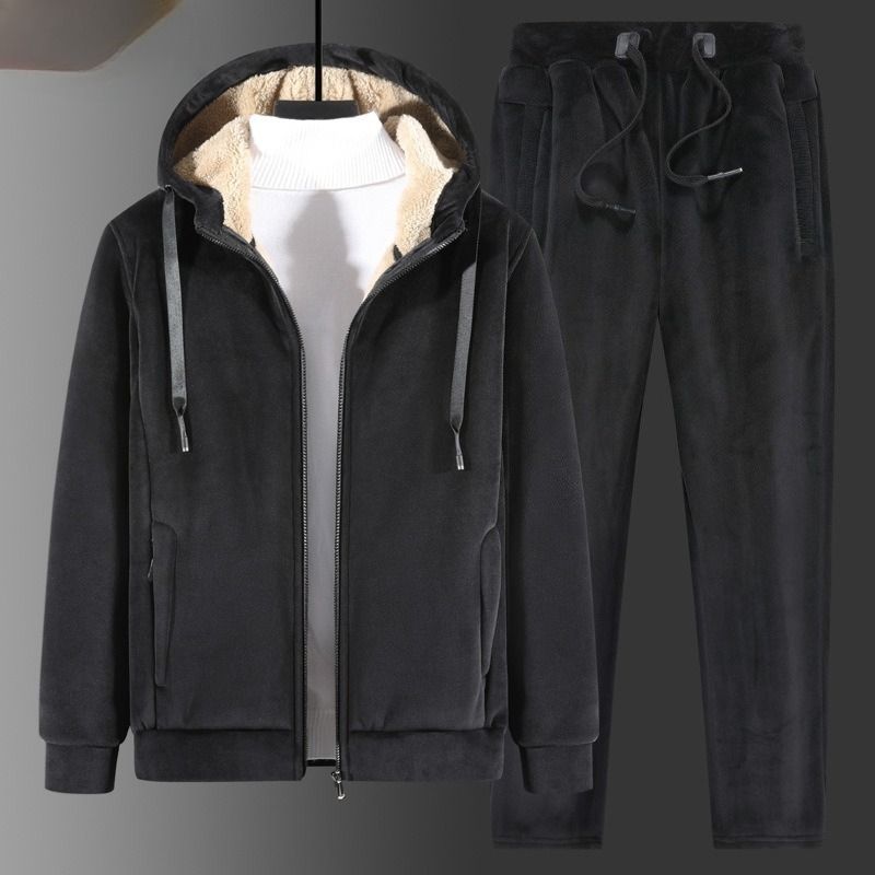Winteranzug Herren Silberfuchs Fleecepullover Lammfleece Jogginghose_voghion.com