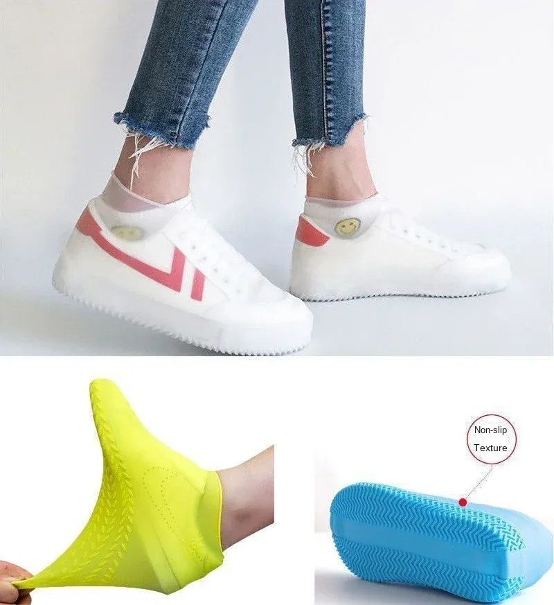 1 Pair Silicone WaterProof Shoe Covers Lip-resistant Rubber Rain Boot Rain Gear Overshoes Accessories For Outdoor Rainy Day_voghion.com