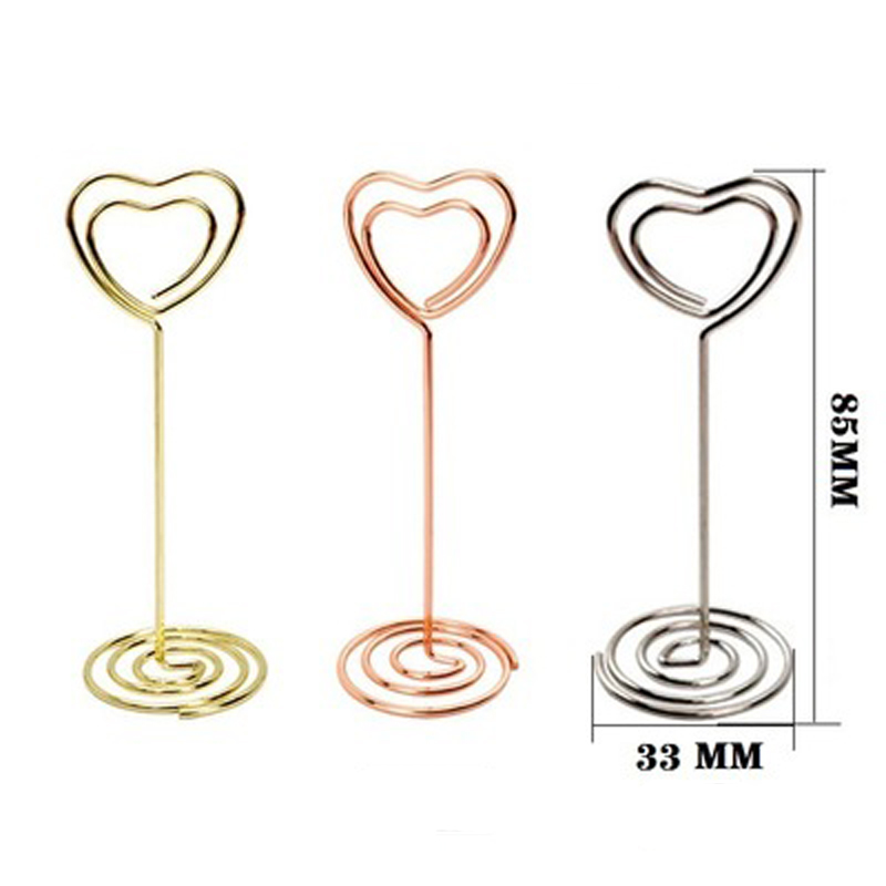 12 gold heart-shaped photo holders Table number holder Position card paper menu holder for wedding party decoration or office_voghion.com