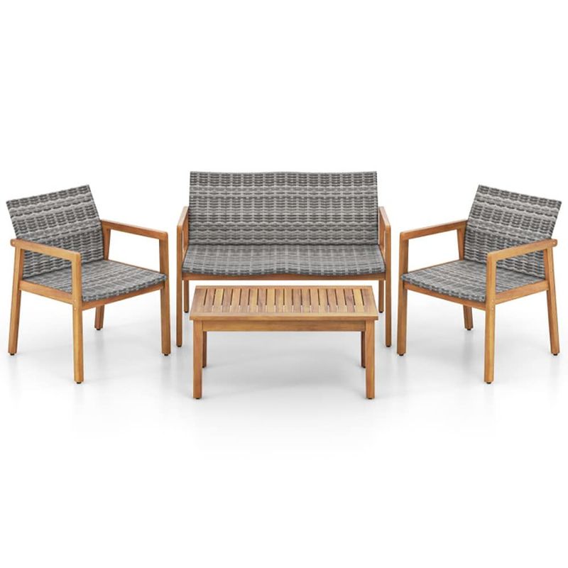 4-Piece Patio Furniture Set With Loveseat Single Chairs And Coffee Table_voghion.com