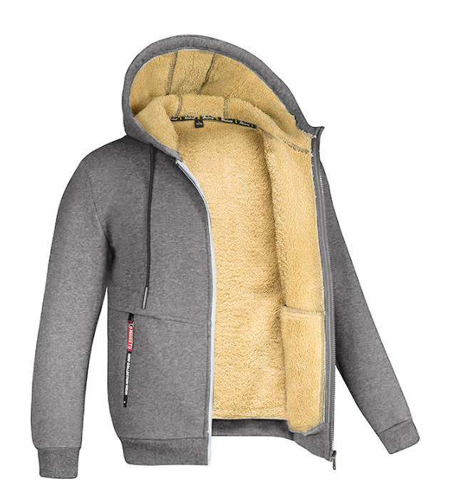 Winter Lambswool Zipper Hoodies Thicken Warm Jackets Long Sleeve Sweatshirts Casual Sports Fleece Black Coats Hooded Men Coat Top_voghion.com