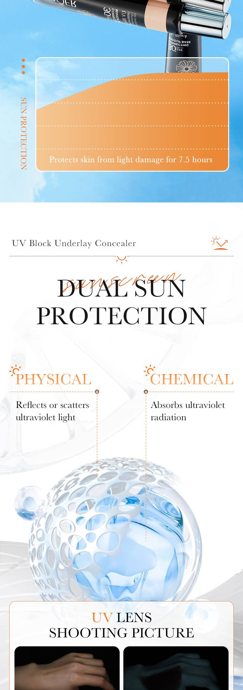 Sonnenschutz, LSF +30, Isolations-Concealer, Make-up-Grundlage, feuchtigkeitsspendend, verbessert den Hautton, leicht, natürliche Schönheit, wasserfest, schweißfest_voghion.com