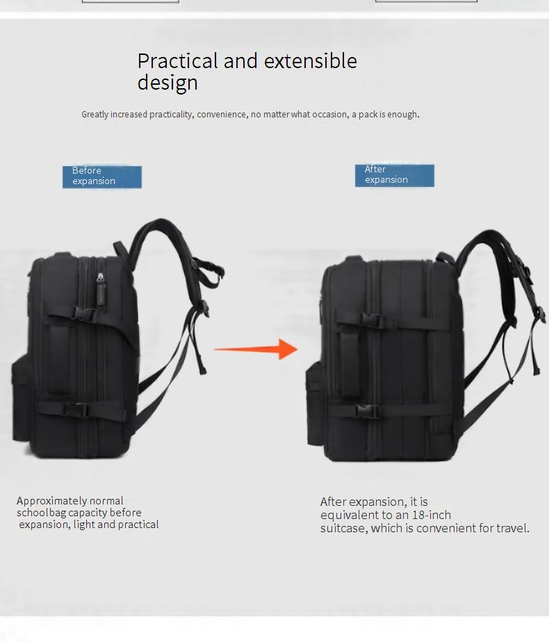Mochila de viagem Mochila masculina pode ser expandida Viagem de negócios Viagem Grande capacidade Computador Mochila escolar Mulheres_voghion.com