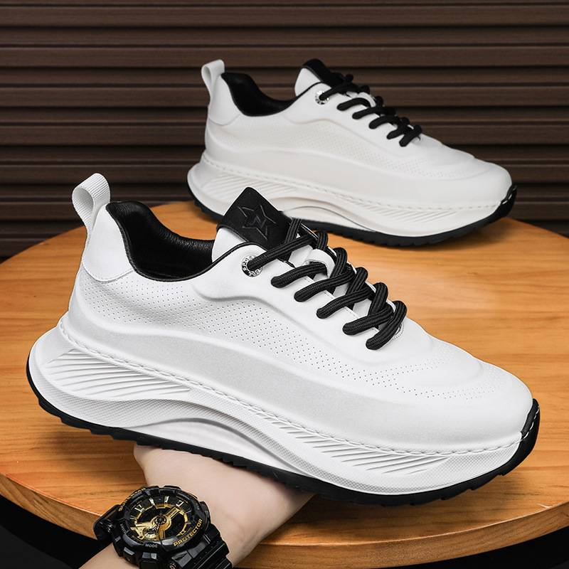 2024 autumn and winter men's plus size leather sports and leisure shoes Korean version height increasing dad trendy shoes_voghion.com