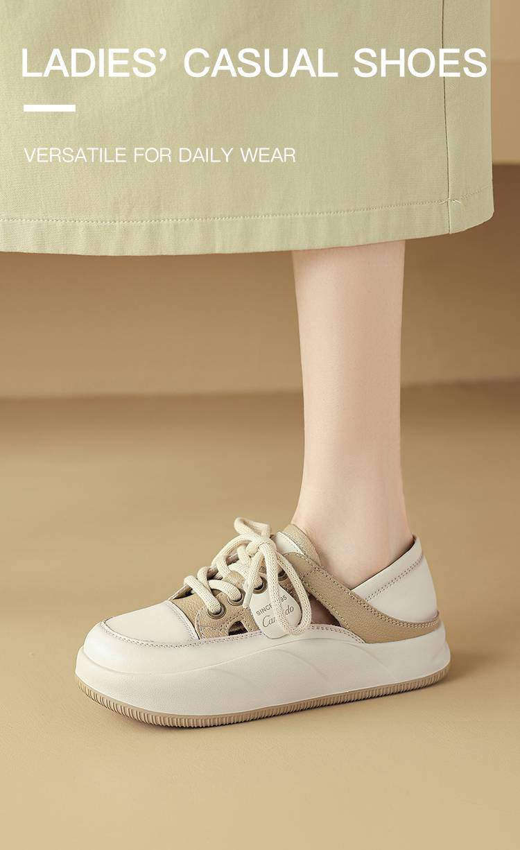 cameido Women's Platform - Soled Casual Shoes. These Are Retro - Style Breathable Casual Shoes With Hollow - Out Designs._voghion.com