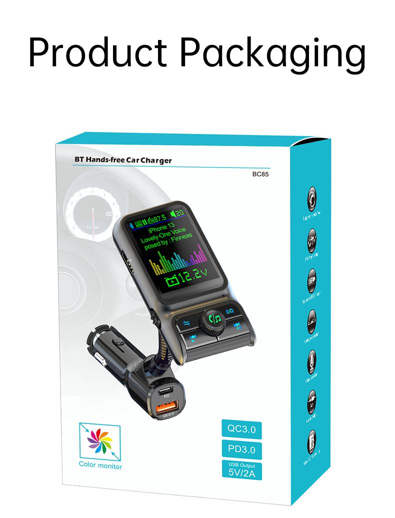 BC85 Bluetooth 5.0 Car Stereo: Fast Charging, TF Card Support, Hands-Free Calling, BASS EQ, Universal Mobile Phone Compatibility_voghion.com