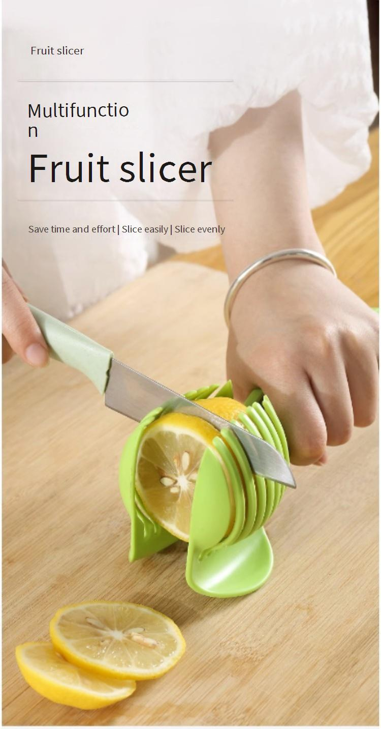 Affettatrice multi-frutta con manico - Tagliapasta in plastica per pomodori, patate e limoni (utensile da cucina 3 in 1 per affettare velocemente, lavabile in lavastoviglie, senza BPA)_voghion.com