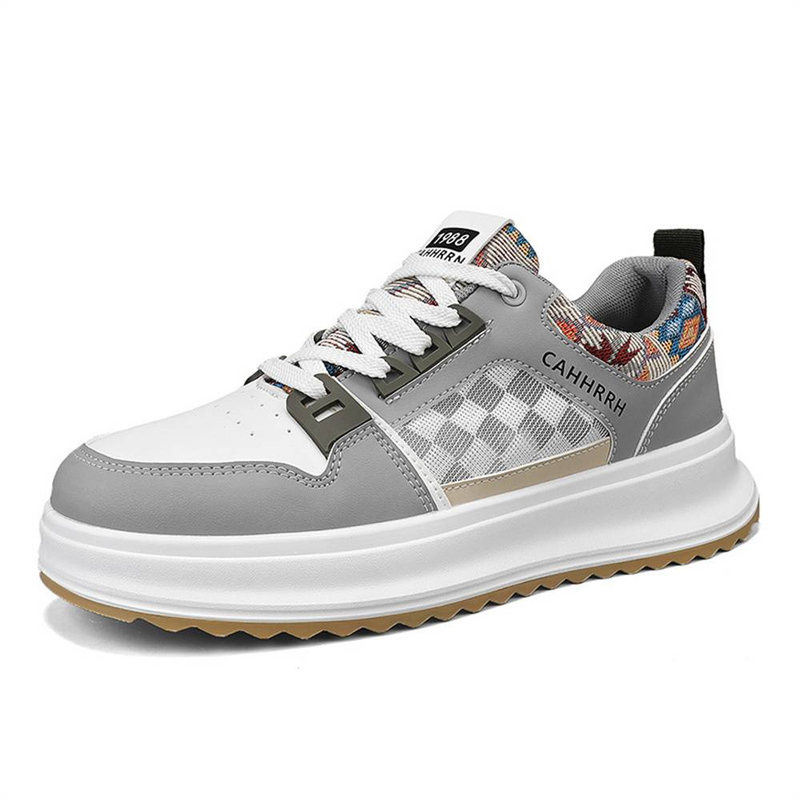 2025 Fashion Skateboard Schuhe Sneakers Herren Kunstleder + Mesh Splicing Low Top Schnürung Atmungsaktive rutschfeste Verschleißfeste Laufschuhe_voghion.com