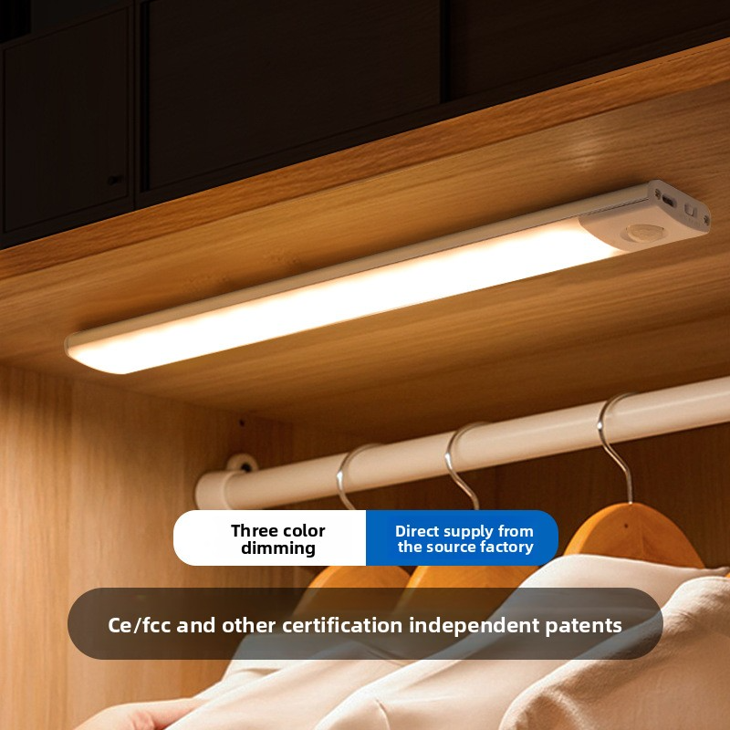 Luce LED ultrasottile con sensore di movimento intelligente - Striscia magnetica e adesiva per armadi e cantine (ricaricabile, 3 modalità di illuminazione)_voghion.com