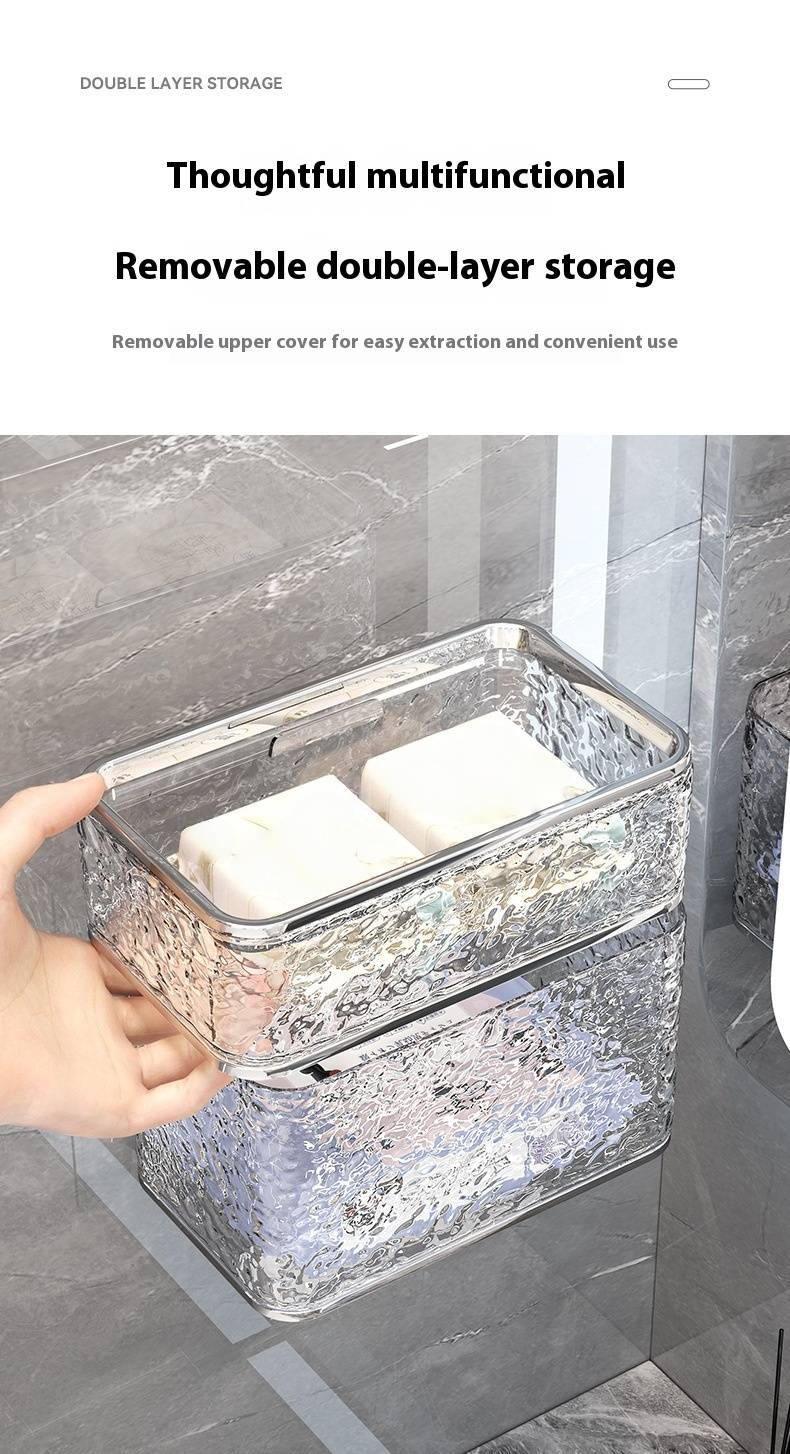 Minimalist Wall-Mounted Tissue Box Holder – Transparent Acrylic Dispenser For Bathroom & Kitchen (Light Beige, Modern Style)_voghion.com