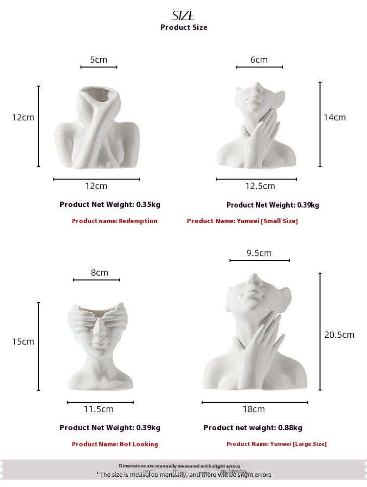 Modern Abstract Face Vase – Handcrafted Ceramic Sculpture With Glazed Finish, Minimalist Home Decor For Living Room, Office & Gift Giving_voghion.com