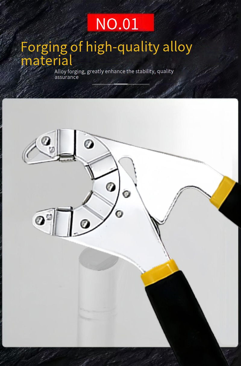 Chave mágica ajustável multifuncional – Aço de alto carbono, cabo antiderrapante para parafusos sextavados, tubos e bricolage (tamanhos de 200 mm/28 cm)_voghion.com
