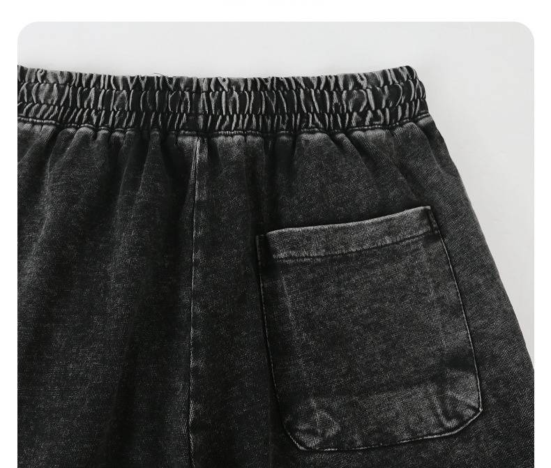 Pantalon de survêtement délavé épais pour homme – 300 g/m² en pur coton, style rétro vieilli, coupe ample avec ourlet à revers (L-XXXXL, noir/gris/vert armée)_voghion.com