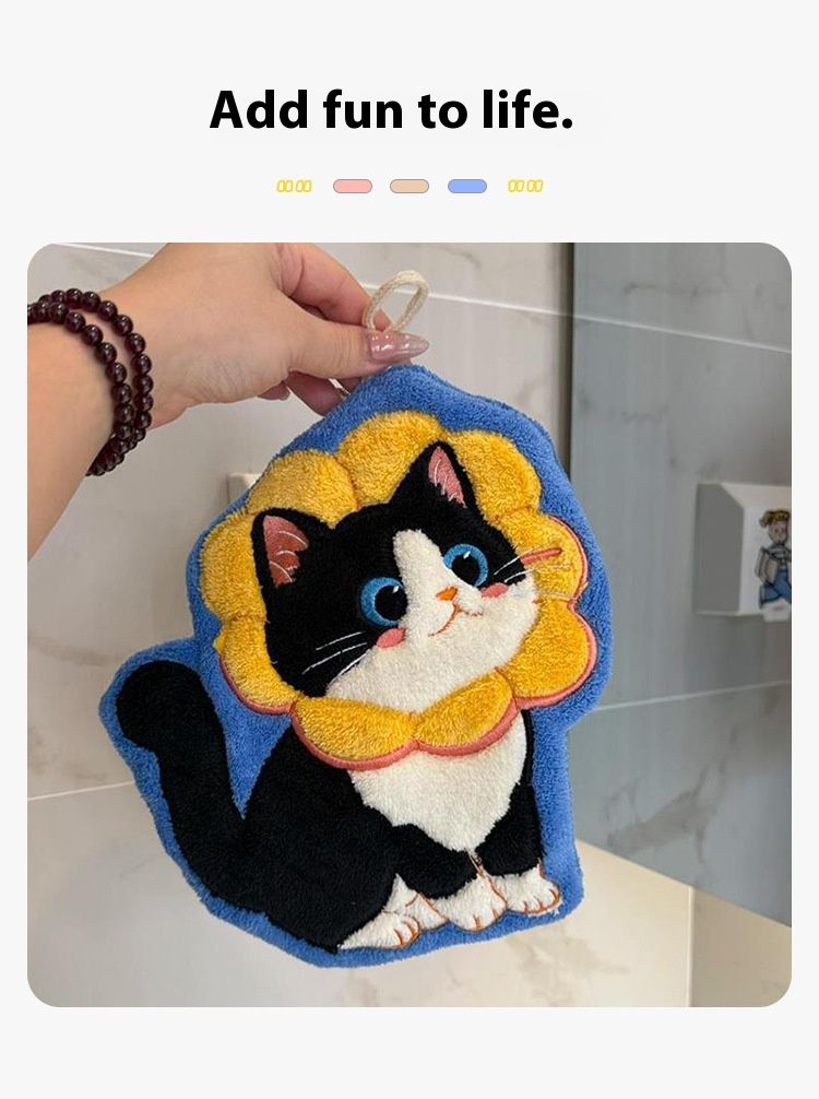 Schattige katten koraal fleece handdoek - ultrazacht en snel drogend - schattig kattenontwerp voor keuken en badkamer (diverse stijlen, 80-100 g)_voghion.com