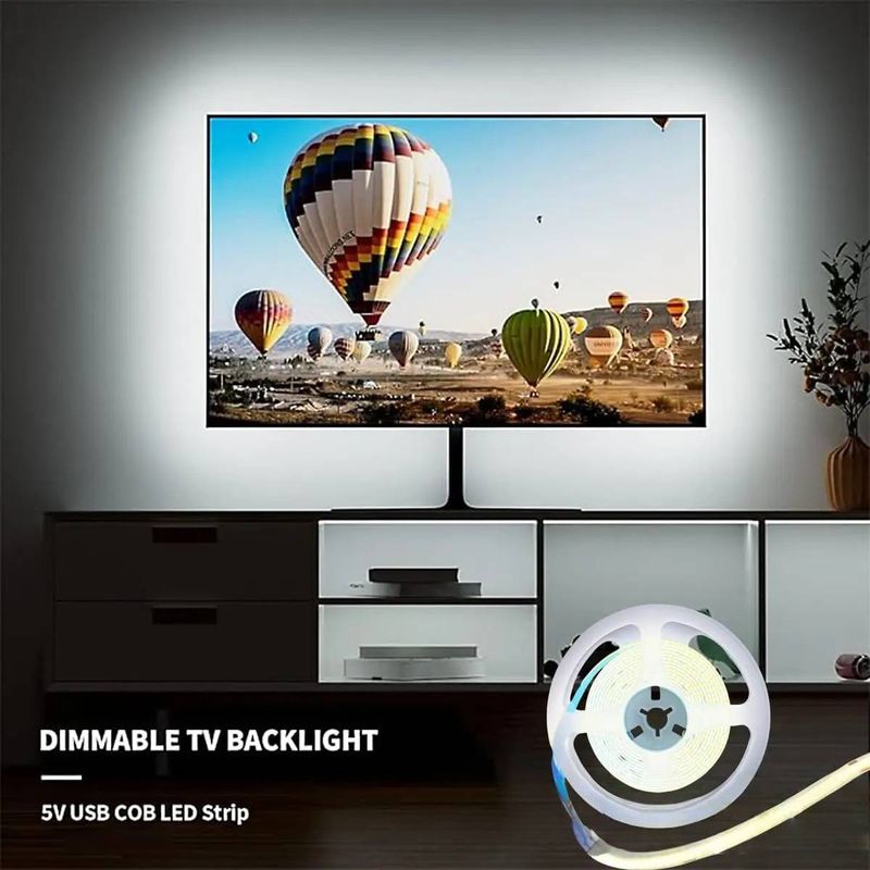 Professional 5V COB LED Strip Lights, High CRI Flexible Light Bar For Cabinet, Home Decoration, Hidden Lighting (Warm White/Cool White, Dimmable)_voghion.com
