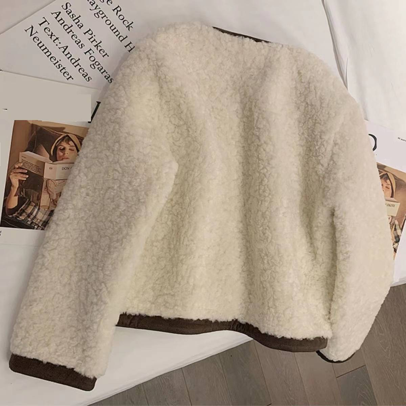Cappotto di peluche di agnello per donna, autunno e inverno, in pelliccia sciolta, un pezzo, piccolo, profumato, stile corto, ispessito, nuovo top_voghion.com