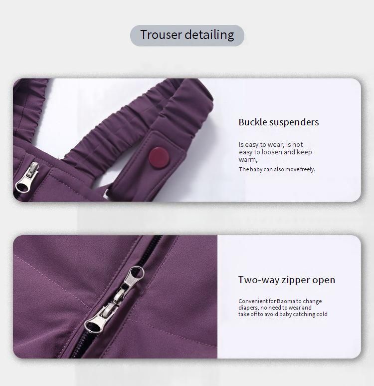 Premium Baby Winter Snowsuit Set - Detachable Overalls & Hooded Down Jacket With 55% White Duck Down (80-110cm)_voghion.com