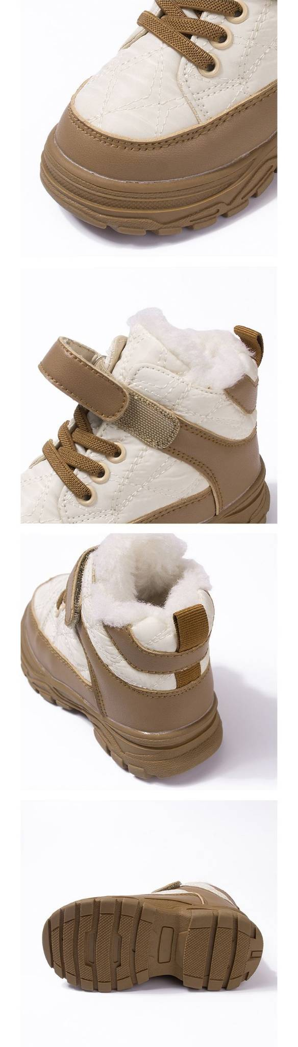 Winterstiefel für Kinder – Warme, fleecegefütterte und wasserabweisende Schuhe (Schwarz/Beige/Rosa/Khaki) – Rutschfeste TPR-Sohle (Größen 26–32)_voghion.com