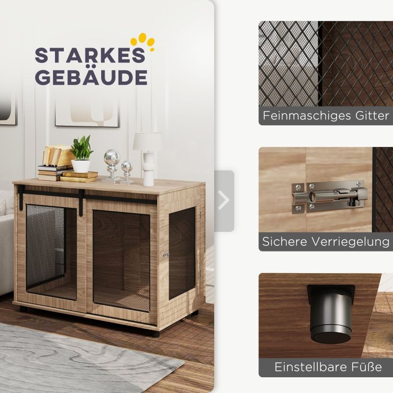 Hundebox Transportbox 98x78cm mit verschließbaren Türen, Hellbraun_voghion.com