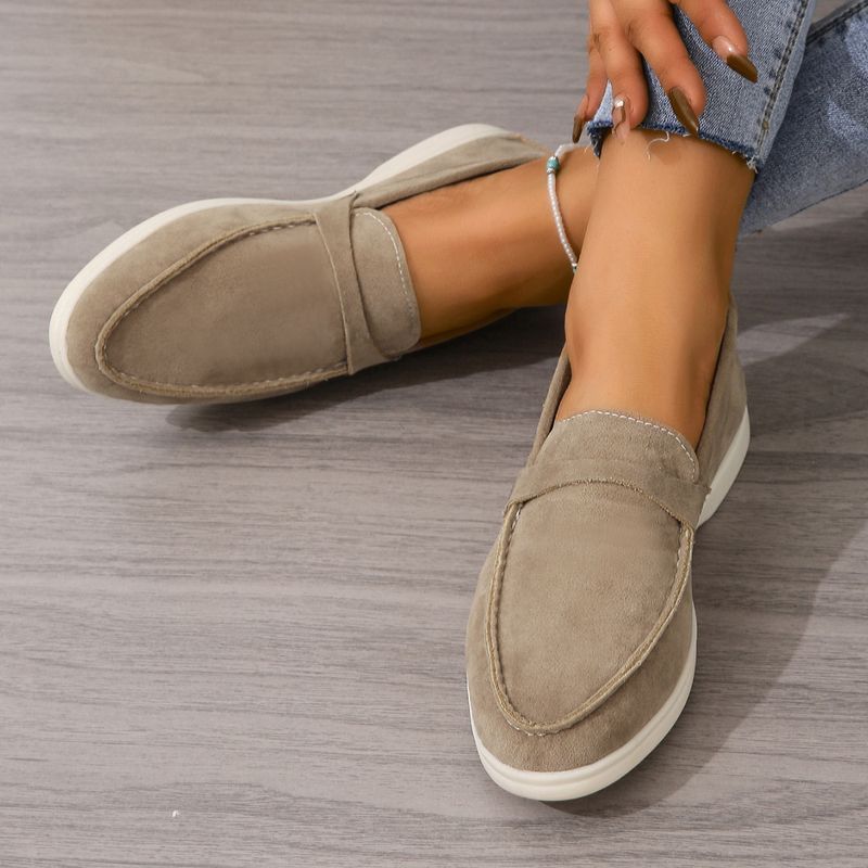 Slip-On-Loafer für Damen, mattierte, flache Retro-Einzelschuhe, große Freizeitschuhe_voghion.com
