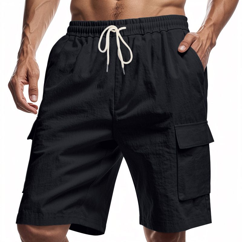 Pantaloncini da jogging casual da uomo, larghi, traspiranti, adatti alla spiaggia, con tasche multiple, adatti a tutti i giorni._voghion.com
