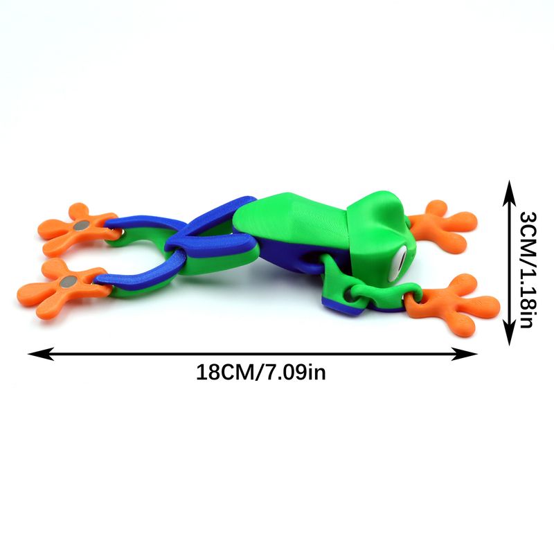 Giocattolo da scrivania snodabile a forma di rana - Figura magnetica a forma di rana stampata in 3D con giunti mobili, perfetta per decorare frigorifero e ufficio_voghion.com