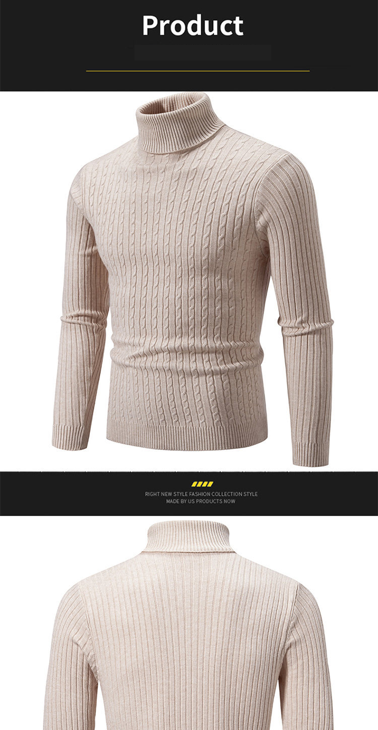 Maglieria da uomo autunno e inverno nuova camicia a collo alto con fiori intrecciati e fondo tinta unita maglione da uomo produttori_voghion.com